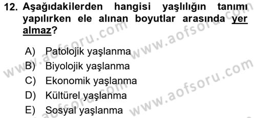 Sosyal Hizmet Kuruluşları Dersi 2015 - 2016 Yılı (Vize) Ara Sınav Soruları 12. Soru