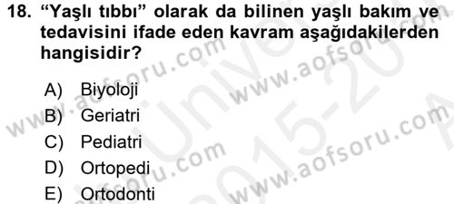Sosyal Hizmet Kuruluşları Dersi 2015 - 2016 Yılı (Vize) Ara Sınav Soruları 18. Soru