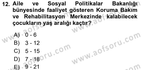 Sosyal Hizmet Kuruluşları Dersi 2015 - 2016 Yılı (Final) Dönem Sonu Sınav Soruları 12. Soru