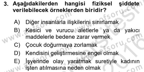 Sosyal Hizmet Kuruluşları Dersi 2015 - 2016 Yılı (Final) Dönem Sonu Sınav Soruları 3. Soru