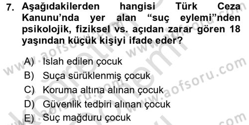 Sosyal Hizmet Kuruluşları Dersi 2015 - 2016 Yılı (Final) Dönem Sonu Sınav Soruları 7. Soru