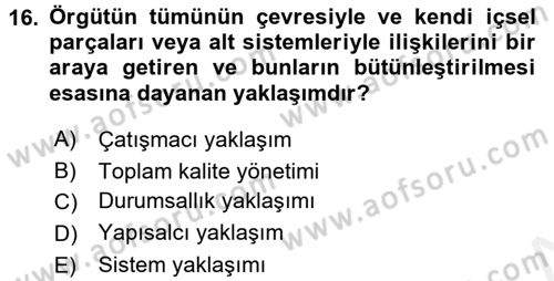 Sosyal Hizmet Kuruluşları Dersi 2015 - 2016 Yılı Tek Ders Sınav Soruları 16. Soru