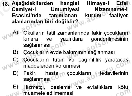 Sosyal Hizmet Kuruluşları Dersi 2015 - 2016 Yılı Tek Ders Sınav Soruları 18. Soru