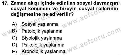 Sosyal Hizmet Kuruluşları Dersi 2016 - 2017 Yılı (Vize) Ara Sınav Soruları 17. Soru