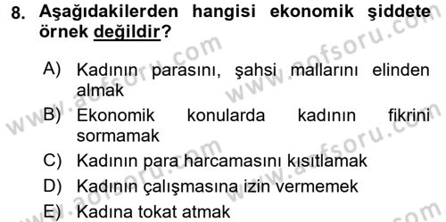 Sosyal Hizmet Kuruluşları Dersi 2016 - 2017 Yılı (Vize) Ara Sınav Soruları 8. Soru