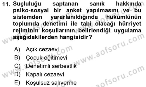 Sosyal Hizmet Kuruluşları Dersi 2016 - 2017 Yılı (Final) Dönem Sonu Sınav Soruları 11. Soru
