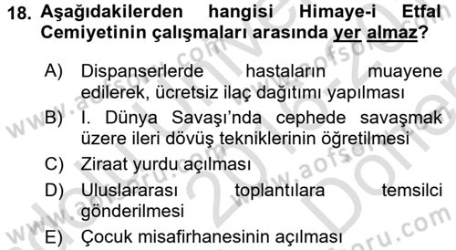 Sosyal Hizmet Kuruluşları Dersi 2016 - 2017 Yılı (Final) Dönem Sonu Sınav Soruları 18. Soru