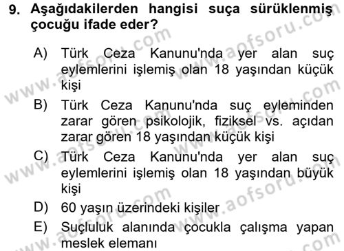 Sosyal Hizmet Kuruluşları Dersi 2016 - 2017 Yılı (Final) Dönem Sonu Sınav Soruları 9. Soru