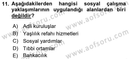Sosyal Hizmet Kuruluşları Dersi 2017 - 2018 Yılı 3 Ders Sınav Soruları 11. Soru