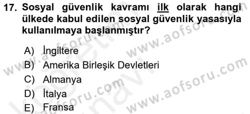 Sosyal Hizmet Kuruluşları Dersi 2017 - 2018 Yılı 3 Ders Sınav Soruları 17. Soru