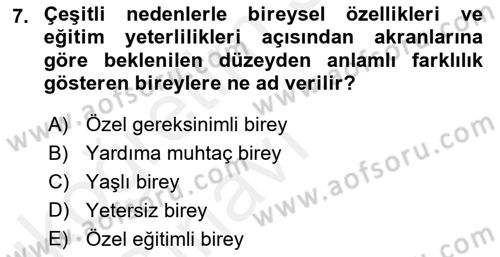 Sosyal Hizmet Kuruluşları Dersi 2017 - 2018 Yılı 3 Ders Sınav Soruları 7. Soru