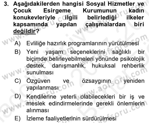 Sosyal Hizmet Kuruluşları Dersi 2017 - 2018 Yılı (Vize) Ara Sınav Soruları 3. Soru