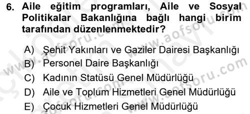 Sosyal Hizmet Kuruluşları Dersi 2017 - 2018 Yılı (Vize) Ara Sınav Soruları 6. Soru