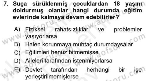 Sosyal Hizmet Kuruluşları Dersi 2017 - 2018 Yılı (Final) Dönem Sonu Sınav Soruları 7. Soru