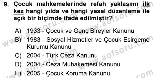 Sosyal Hizmet Kuruluşları Dersi 2017 - 2018 Yılı (Final) Dönem Sonu Sınav Soruları 9. Soru