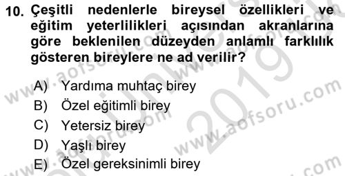 Sosyal Hizmet Kuruluşları Dersi 2018 - 2019 Yılı 3 Ders Sınav Soruları 10. Soru
