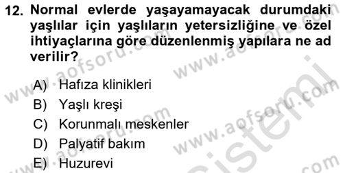 Sosyal Hizmet Kuruluşları Dersi 2018 - 2019 Yılı 3 Ders Sınav Soruları 12. Soru