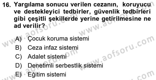 Sosyal Hizmet Kuruluşları Dersi 2018 - 2019 Yılı 3 Ders Sınav Soruları 16. Soru