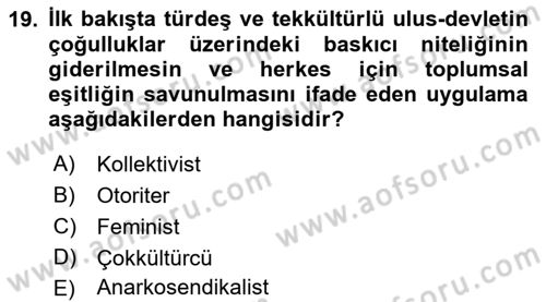 Sosyal Hizmet Kuruluşları Dersi 2018 - 2019 Yılı 3 Ders Sınav Soruları 19. Soru