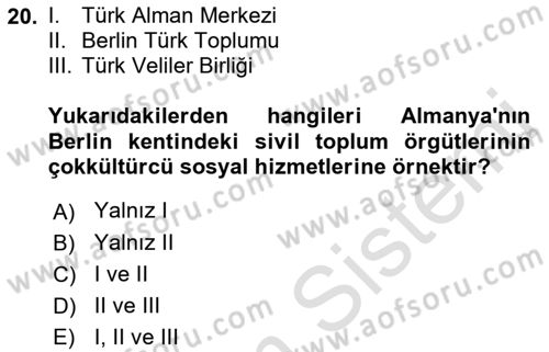 Sosyal Hizmet Kuruluşları Dersi 2018 - 2019 Yılı 3 Ders Sınav Soruları 20. Soru