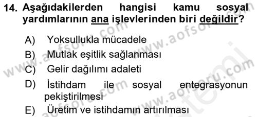 Sosyal Hizmet Kuruluşları Dersi 2018 - 2019 Yılı (Final) Dönem Sonu Sınav Soruları 14. Soru