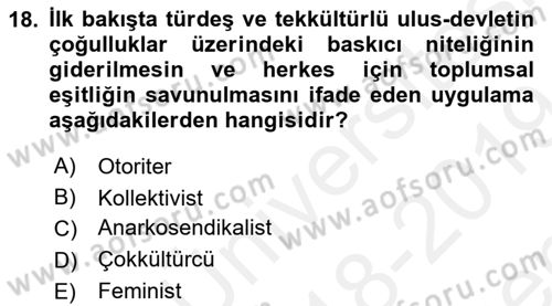 Sosyal Hizmet Kuruluşları Dersi 2018 - 2019 Yılı (Final) Dönem Sonu Sınav Soruları 18. Soru