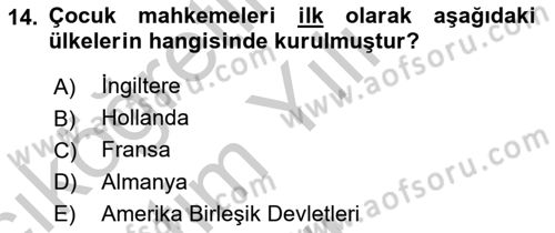 Sosyal Hizmet Kuruluşları Dersi 2018 - 2019 Yılı Yaz Okulu Sınav Soruları 14. Soru