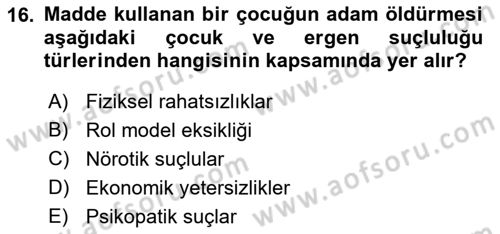 Sosyal Hizmet Kuruluşları Dersi 2018 - 2019 Yılı Yaz Okulu Sınav Soruları 16. Soru