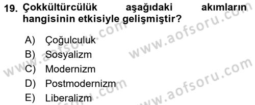 Sosyal Hizmet Kuruluşları Dersi 2018 - 2019 Yılı Yaz Okulu Sınav Soruları 19. Soru