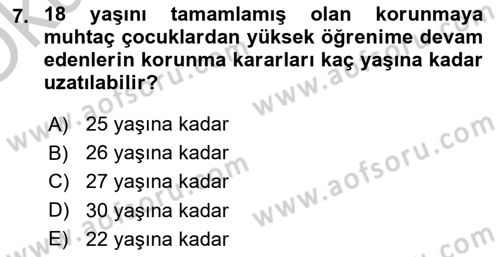 Sosyal Hizmet Kuruluşları Dersi 2018 - 2019 Yılı Yaz Okulu Sınav Soruları 7. Soru