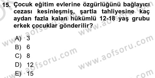 Sosyal Hizmet Kuruluşları Dersi 2020 - 2021 Yılı Yaz Okulu Sınav Soruları 15. Soru