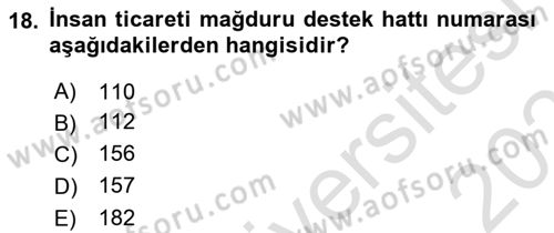 Sosyal Hizmet Kuruluşları Dersi 2020 - 2021 Yılı Yaz Okulu Sınav Soruları 18. Soru