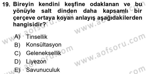 Sosyal Hizmet Kuruluşları Dersi 2020 - 2021 Yılı Yaz Okulu Sınav Soruları 19. Soru