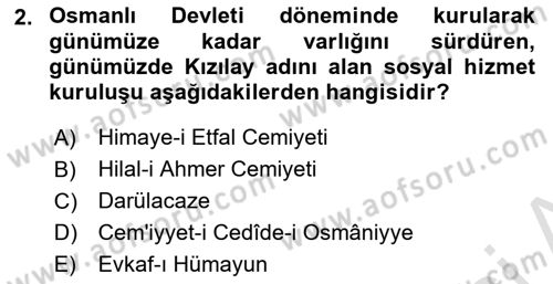 Sosyal Hizmet Kuruluşları Dersi 2020 - 2021 Yılı Yaz Okulu Sınav Soruları 2. Soru