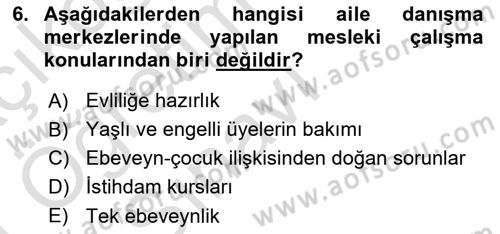 Sosyal Hizmet Kuruluşları Dersi 2020 - 2021 Yılı Yaz Okulu Sınav Soruları 6. Soru