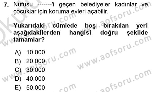 Sosyal Hizmet Kuruluşları Dersi 2020 - 2021 Yılı Yaz Okulu Sınav Soruları 7. Soru
