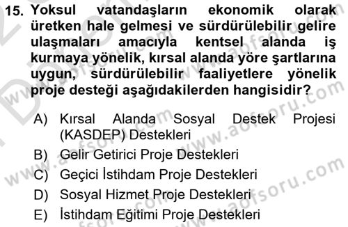 Sosyal Hizmet Kuruluşları Dersi 2021 - 2022 Yılı (Final) Dönem Sonu Sınav Soruları 15. Soru