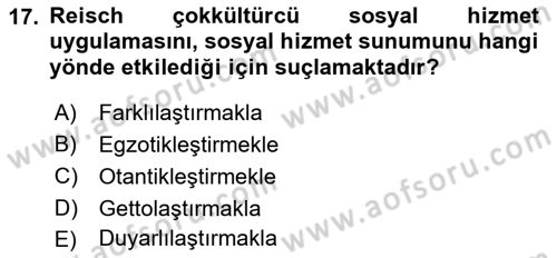 Sosyal Hizmet Kuruluşları Dersi 2021 - 2022 Yılı (Final) Dönem Sonu Sınav Soruları 17. Soru