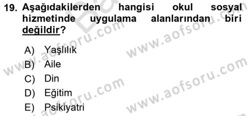 Sosyal Hizmet Kuruluşları Dersi 2021 - 2022 Yılı (Final) Dönem Sonu Sınav Soruları 19. Soru