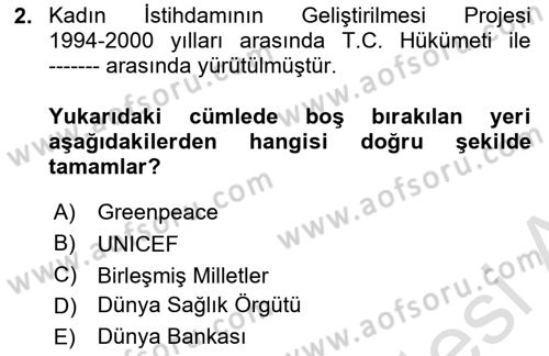 Sosyal Hizmet Kuruluşları Dersi 2021 - 2022 Yılı (Final) Dönem Sonu Sınav Soruları 2. Soru