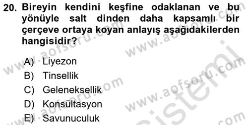 Sosyal Hizmet Kuruluşları Dersi 2021 - 2022 Yılı (Final) Dönem Sonu Sınav Soruları 20. Soru