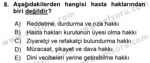 Sosyal Hizmet Kuruluşları Dersi 2023 - 2024 Yılı (Final) Dönem Sonu Sınav Soruları 8. Soru