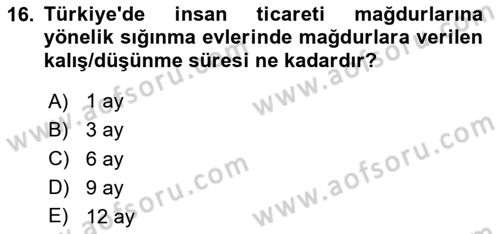 Sosyal Hizmet Kuruluşları Dersi 2023 - 2024 Yılı Yaz Okulu Sınav Soruları 16. Soru