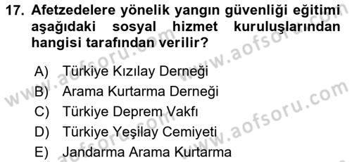 Sosyal Hizmet Kuruluşları Dersi 2023 - 2024 Yılı Yaz Okulu Sınav Soruları 17. Soru