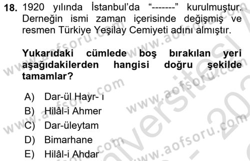 Sosyal Hizmet Kuruluşları Dersi 2023 - 2024 Yılı Yaz Okulu Sınav Soruları 18. Soru