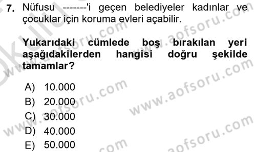 Sosyal Hizmet Kuruluşları Dersi 2023 - 2024 Yılı Yaz Okulu Sınav Soruları 7. Soru