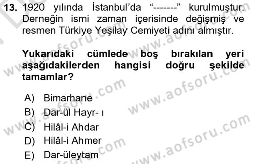 Sosyal Hizmet Kuruluşları Dersi 2024 - 2025 Yılı (Final) Dönem Sonu Sınav Soruları 13. Soru