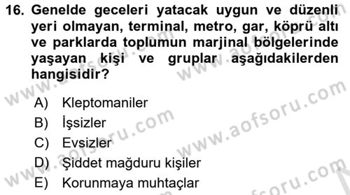 Sosyal Hizmet Kuruluşları Dersi 2024 - 2025 Yılı (Final) Dönem Sonu Sınav Soruları 16. Soru