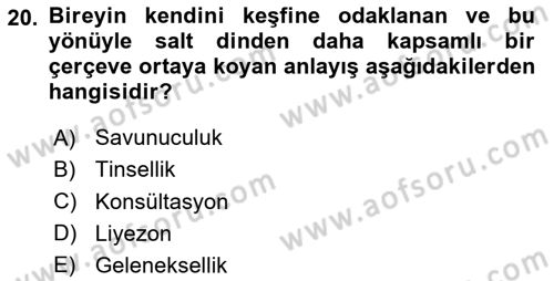 Sosyal Hizmet Kuruluşları Dersi 2024 - 2025 Yılı (Final) Dönem Sonu Sınav Soruları 20. Soru