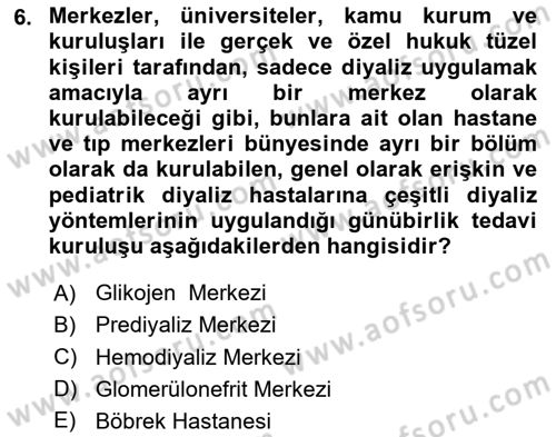 Sosyal Hizmet Kuruluşları Dersi 2024 - 2025 Yılı (Final) Dönem Sonu Sınav Soruları 6. Soru